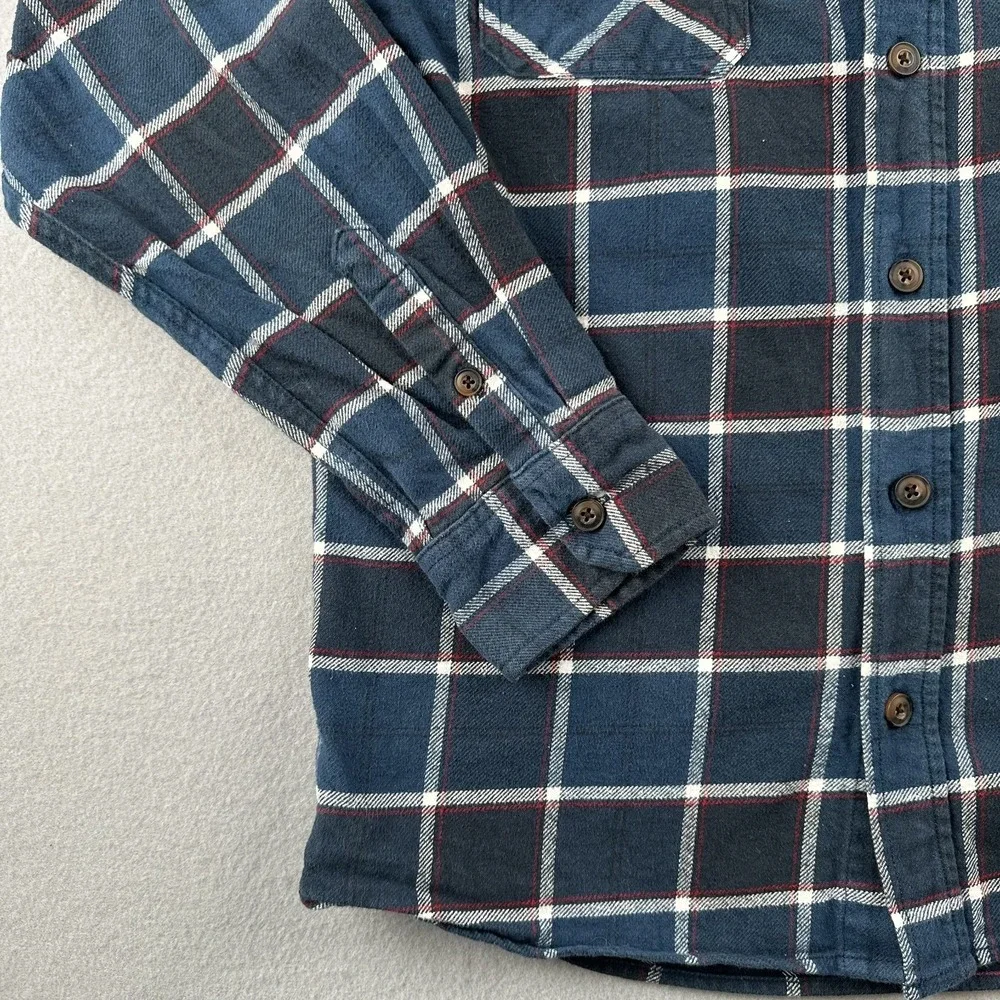 Jachs Heritage Flannel Shirt Mens M Plaid Blue Red White 100% Cotton Heavyweight